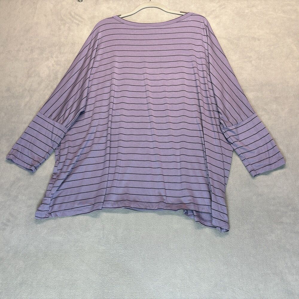 Comfy USA Size 1X Purple Striped Top Dolman Sleeve Pocket Casual Shirt - Picture 3 of 7
